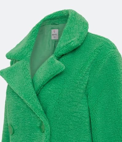 Campera Alargada en Sherpa con Bolsillos y Cierre Cruzado con Botones 3