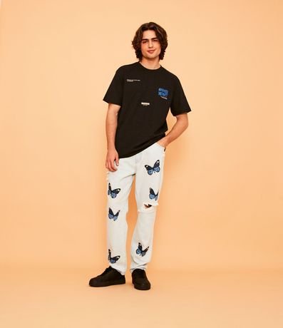 Pantalón Jeans Loose con Silks de Mariposas y Destroyed 1
