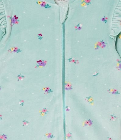 Mono Infantil en Plush con Volado y Estampado de Florzitas - Talle RN a 24 meses 3