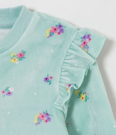 Mono Infantil en Plush con Volado y Estampado de Florzitas - Talle RN a 24 meses 4