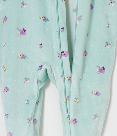 Mono Infantil en Plush con Volado y Estampado de Florzitas - Talle RN a 24 meses 5