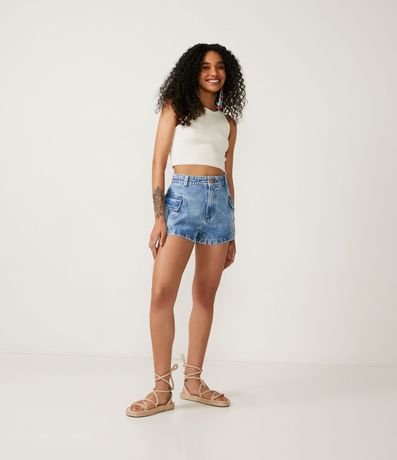 Blusa Cropped sin Mangas en Algodón Acanalado 2