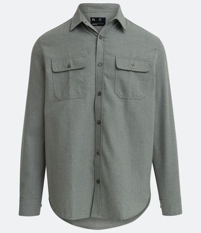 Camisa Regular en Algodón con Bolsillos y Manga Larga 6