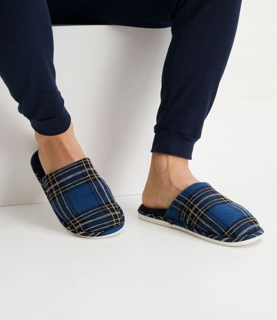 Pantufla Abierta con Estampado de Cuadros y Forro 4