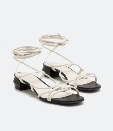 Sandália de Tiras con Lazo y Tacón Geométrico