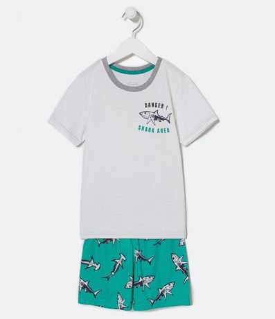 Pijama Corto Infantil Estampado Tiburón Esqueleto - Talle 5 a 14 años 1