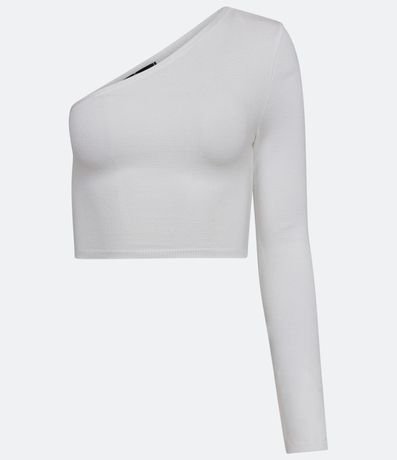 Blusa Cropped en  Punto con Hombro Solo y Manga Larga 5