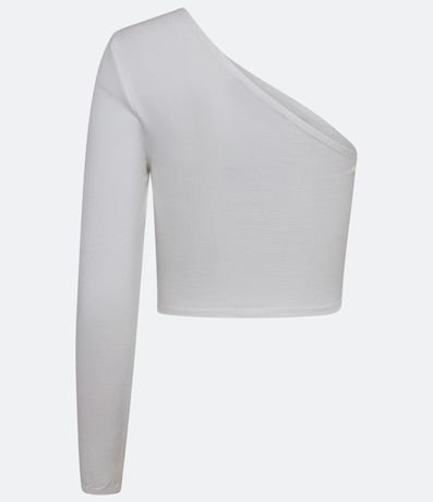 Blusa Cropped en  Punto con Hombro Solo y Manga Larga 6