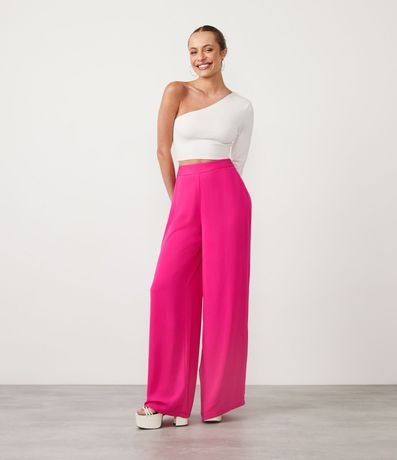 Blusa Cropped en  Punto con Hombro Solo y Manga Larga 2