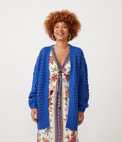 Cardigan Alargado en Tejido con Diferentes Puntos 2