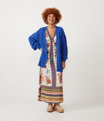 Cardigan Alargado en Tejido con Diferentes Puntos 3