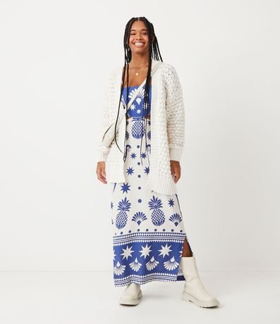 Cardigan Alargado en Tejido con Diferentes Puntos 2