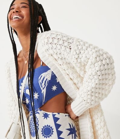 Cardigan Alargado en Tejido con Diferentes Puntos 4