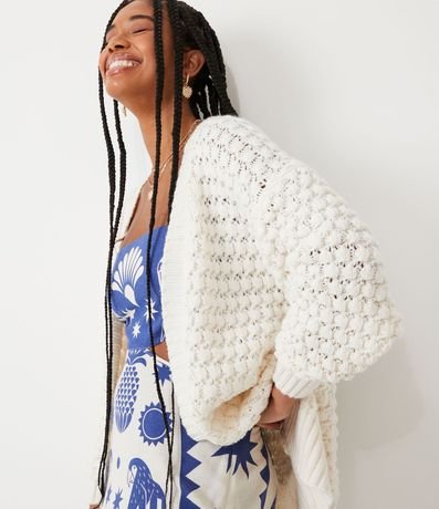 Cardigan Alargado en Tejido con Diferentes Puntos 5