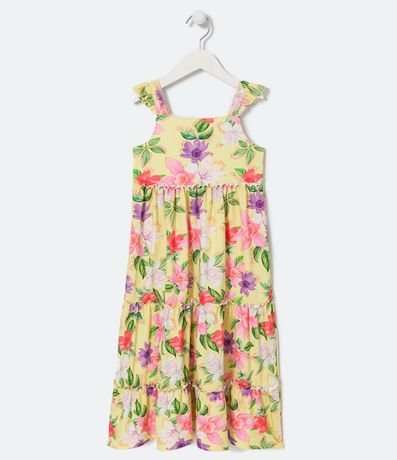 Vestido Largo Infantil Estampado Floral - Talle 5 a 14 años 2