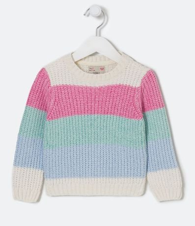 Suéter Cropped de Punto con Rayas de Colores - Talle 1 a 5 años