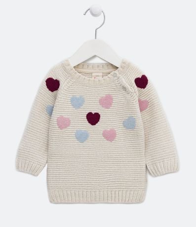 Buzo Infantil en Chenille con Bordado de Corazones Talle a 18