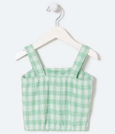 Blusa de Breteles Infantil en Jaquard de Cuadros con Botones - Talle 5 a 14 años 2