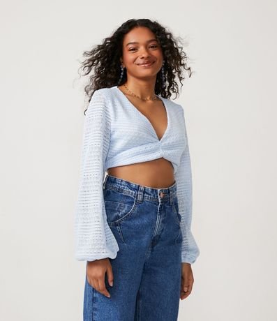 Blusa Cropped Texturizada con Manga Larga y Fruncido en el Busto 2