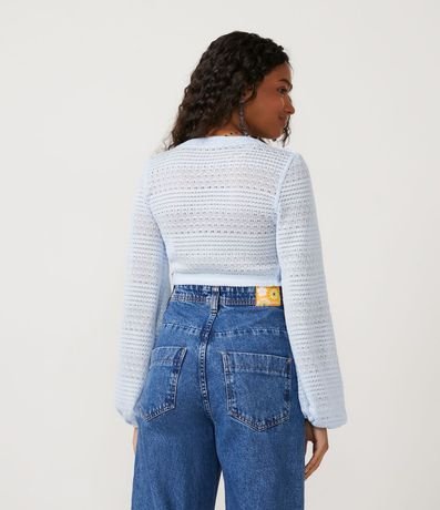 Blusa Cropped Texturizada con Manga Larga y Fruncido en el Busto 3