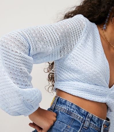 Blusa Cropped Texturizada con Manga Larga y Fruncido en el Busto 4