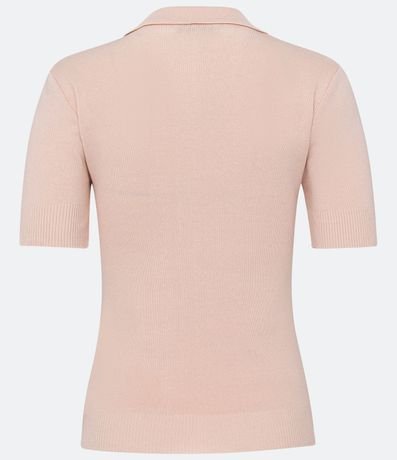 Blusa en Tejido de Punto con Mangas Cortas Cremallera en el Cuello 6