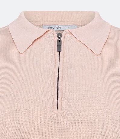 Blusa en Tejido de Punto con Mangas Cortas Cremallera en el Cuello 7