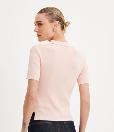 Blusa en Tejido de Punto con Mangas Cortas Cremallera en el Cuello 3