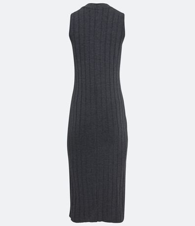 Vestido Midi en Viscosa con Cuello Alto Básico y Acanalado 6