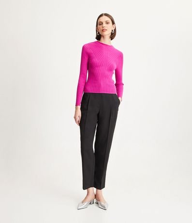 Blusa de Punto con Cuello V y Texturizada 2