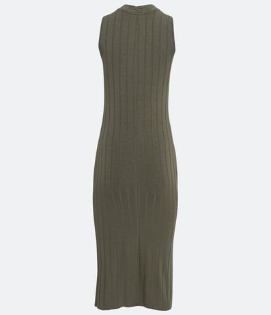 Vestido Midi en Viscosa con Cuello Alto Básico y Acanalado 7