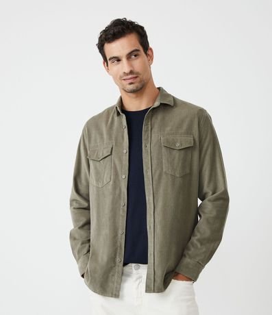 Camisa en Terciopelo con Bolsillos Delanteros 2