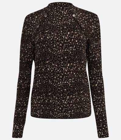 Blusa con Estampado Animal Print Jaguar y Textura Acanalada 1