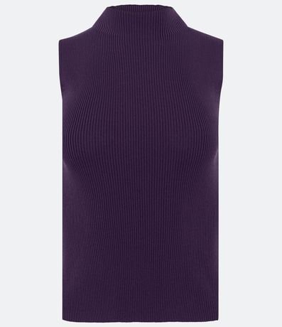 Blusa Musculosa Básica de Punto con Cuello Alto 5