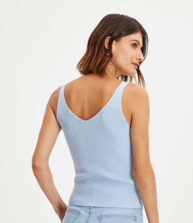 Blusa Musculosa en Punto Acanalado con Escote V 5