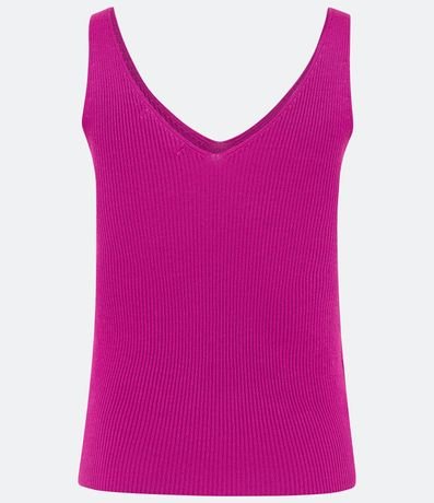 Blusa Musculosa en Punto Acanalado con Escote V 6