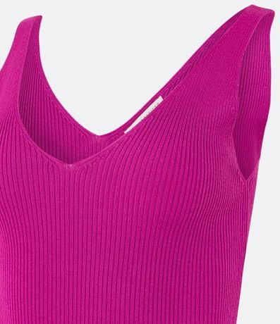 Blusa Musculosa en Punto Acanalado con Escote V 7