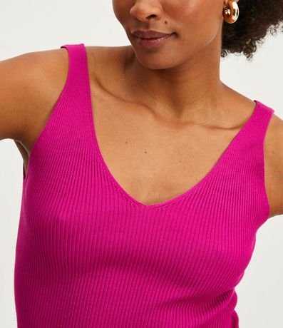 Blusa Musculosa en Punto Acanalado con Escote V 4