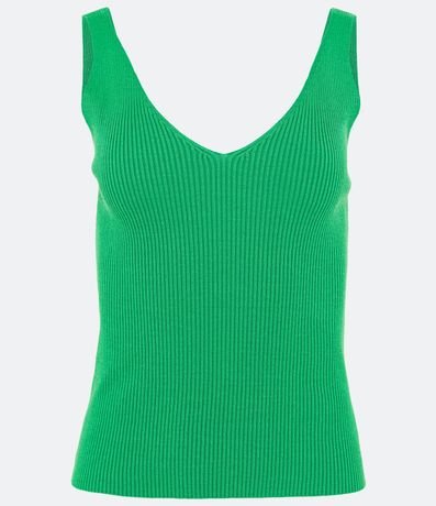 Blusa Musculosa en Punto Acanalado con Escote V 7