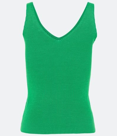 Blusa Musculosa en Punto Acanalado con Escote V 8