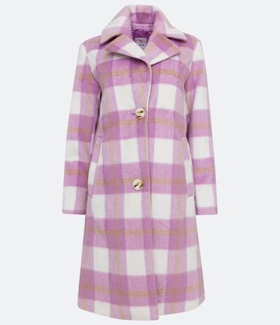 Saco Largo en Polivelour con Estampado de Cuadros 6