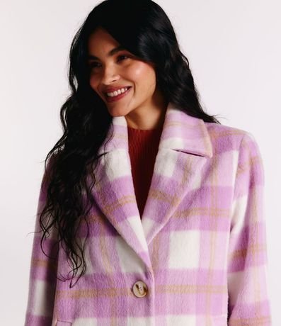 Saco Largo en Polivelour con Estampado de Cuadros 3