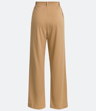 Pantalón Wide Leg Cintura Alta en Punto Roma con Pliegues 6