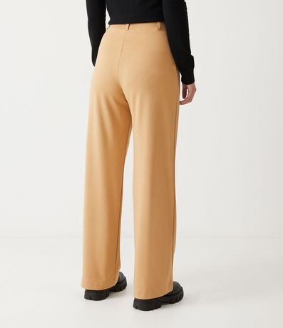 Pantalón Wide Leg Cintura Alta en Punto Roma con Pliegues 3