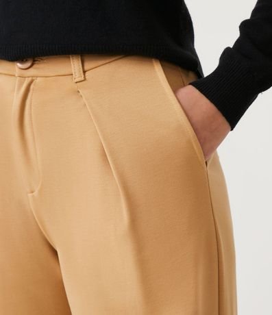 Pantalón Wide Leg Cintura Alta en Punto Roma con Pliegues 4