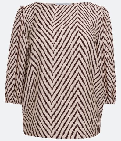 Blusa en Viscosa con Manga Abullonada y Estampado Zigzag 1