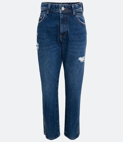 Pantalón Recto Cintura Alta en Jeans con Bolsillos y Deshilachados 6
