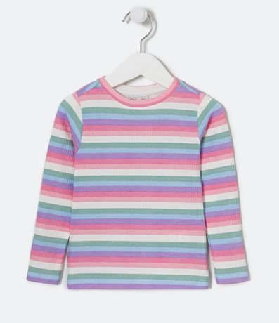 Blusa Infantil Acanalada con Estampado en Rayas de Colores - Talle 1 a 5 años 1