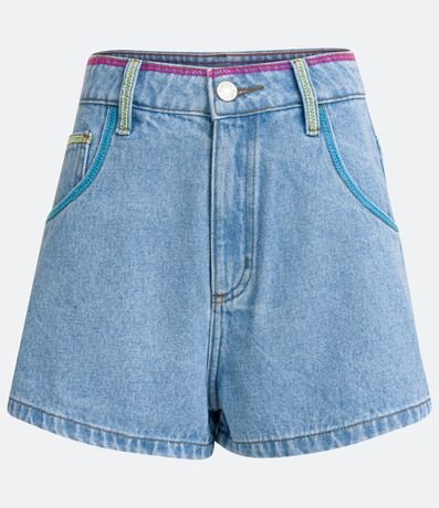 Short Mom Jeans con Bolsillo y Costura Contrastante 6