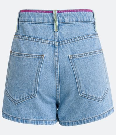 Short Mom Jeans con Bolsillo y Costura Contrastante 7